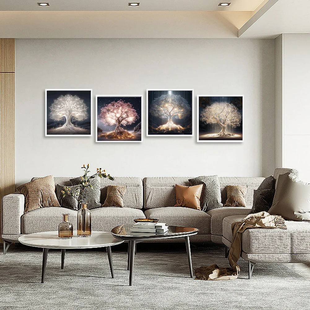 4pcs Diamond Painting - Full Round Drill - Life Tree(Canvas|30*30cm)