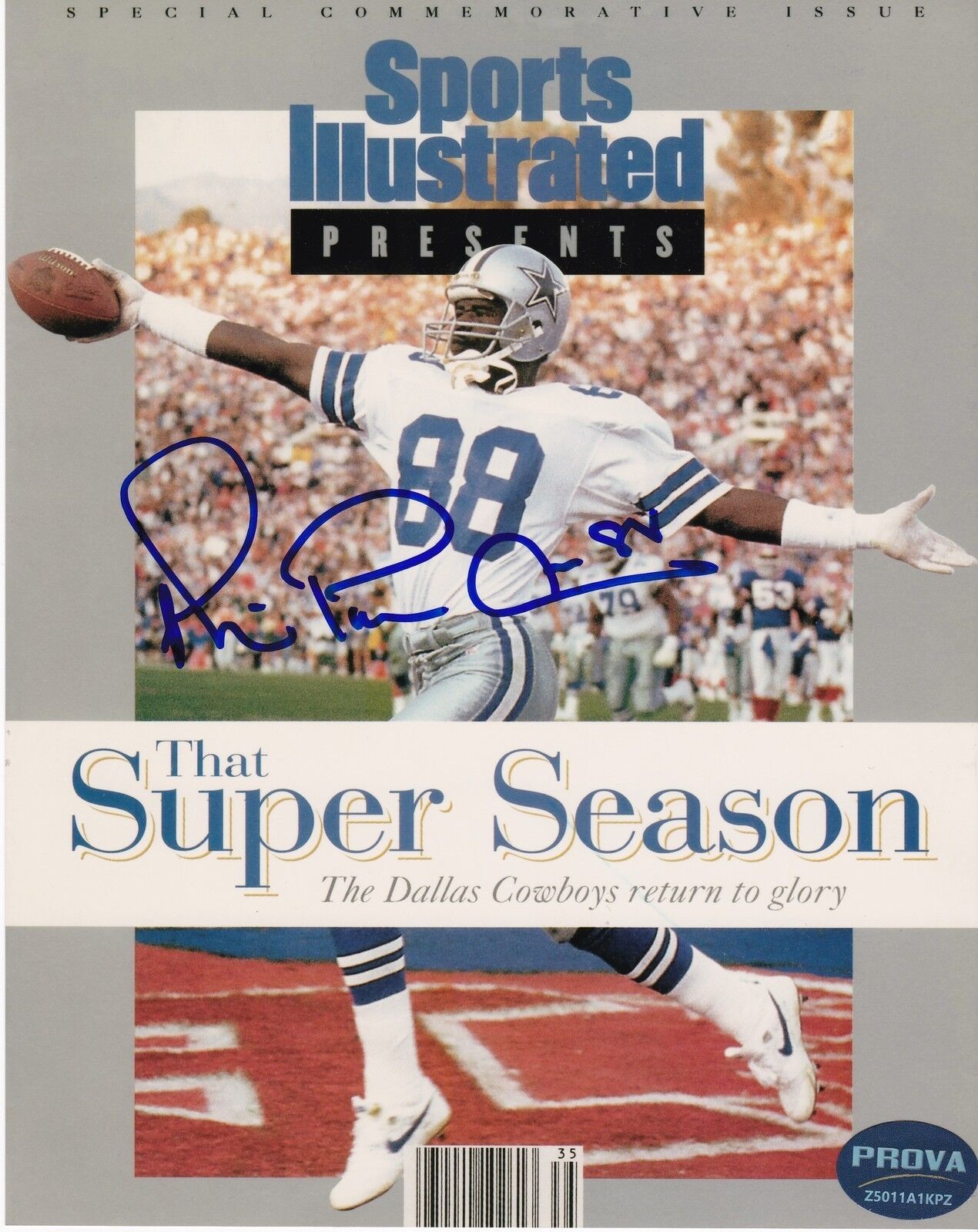 MICHAEL IRVIN DALLAS COWBOYS PROVA AUTHENTICATED SPORTS ILLUSTRATED SIGNED 8x10