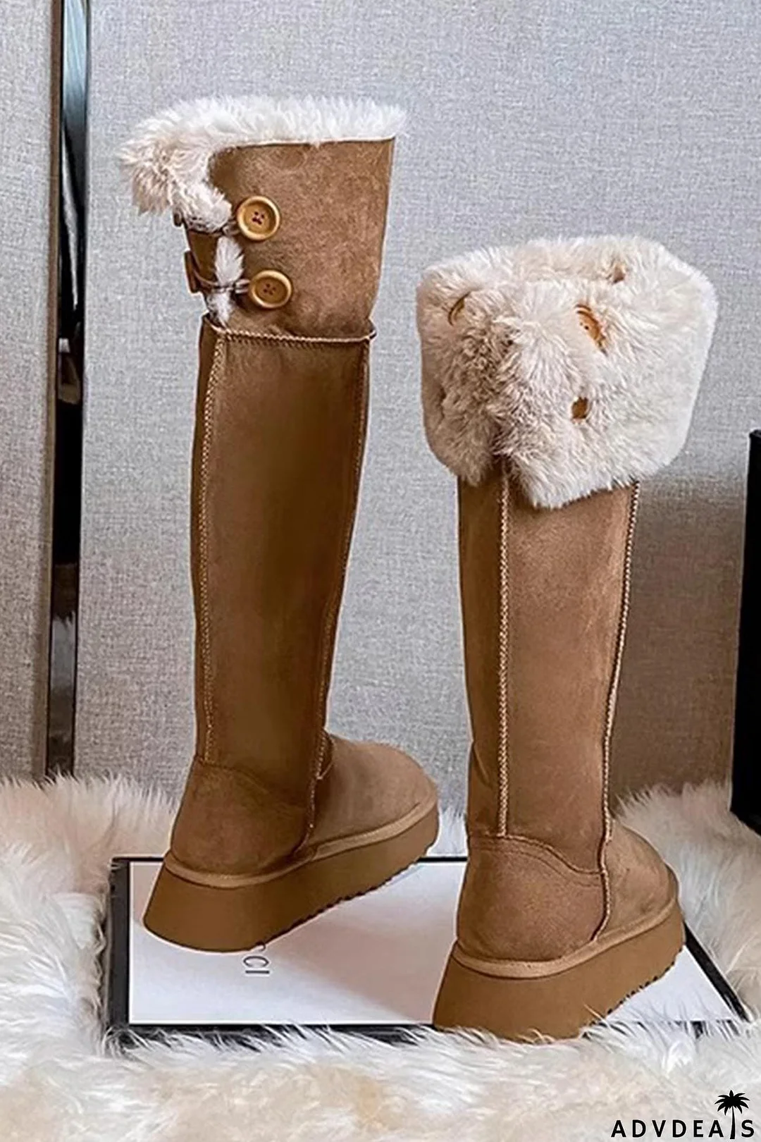 Plush Platform Knee-high Snow Boots
