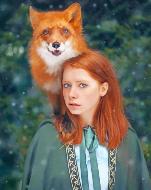 

Red Fox And Ginger Girl – Paint By Numbers - 40*50CM, 501 Original