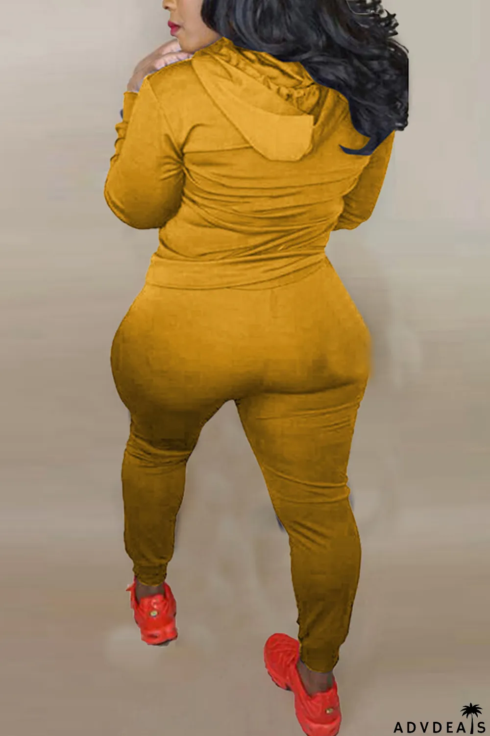 Brown Fashion Solid Ripped Hooded Collar Long Sleeve Two Pieces