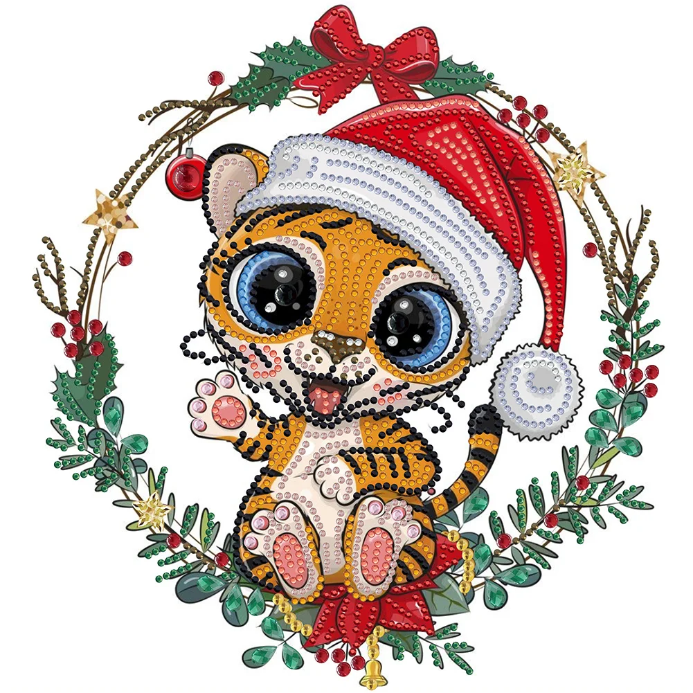 Diamond Painting - Partial Special Shaped Drill - Christmas Tiger(Canvas|30*30cm)