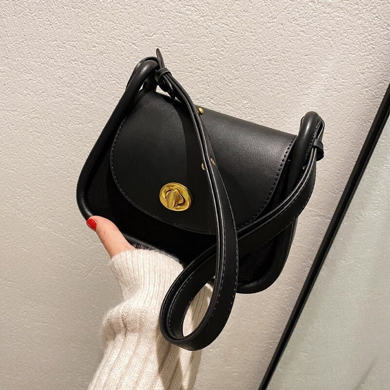 էѧӧܧ Vintage PU Leather Flap Crossbody Bags for Women 2021 Winter Designer Travel Chain Handbag Simple Shoulder Purses