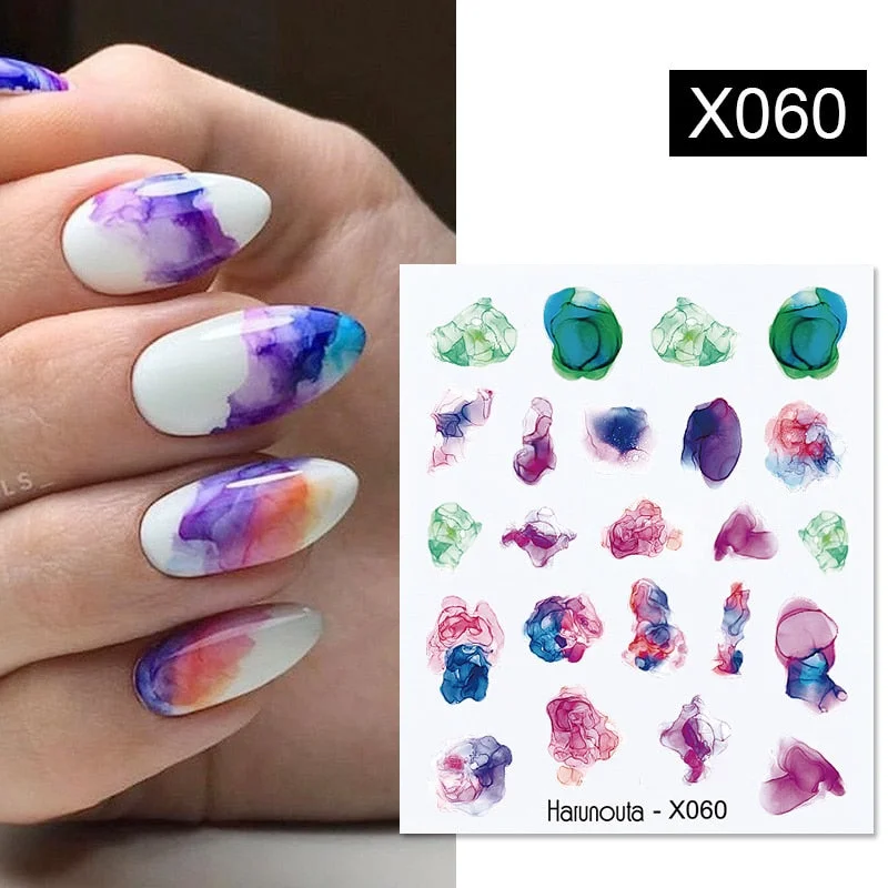 1PC Blooming Lavender Water Decals Harunouta Alphabet Leaves Flower Nail Art Transfer Watermark Sticker Slider Decoration-Nail Inspo