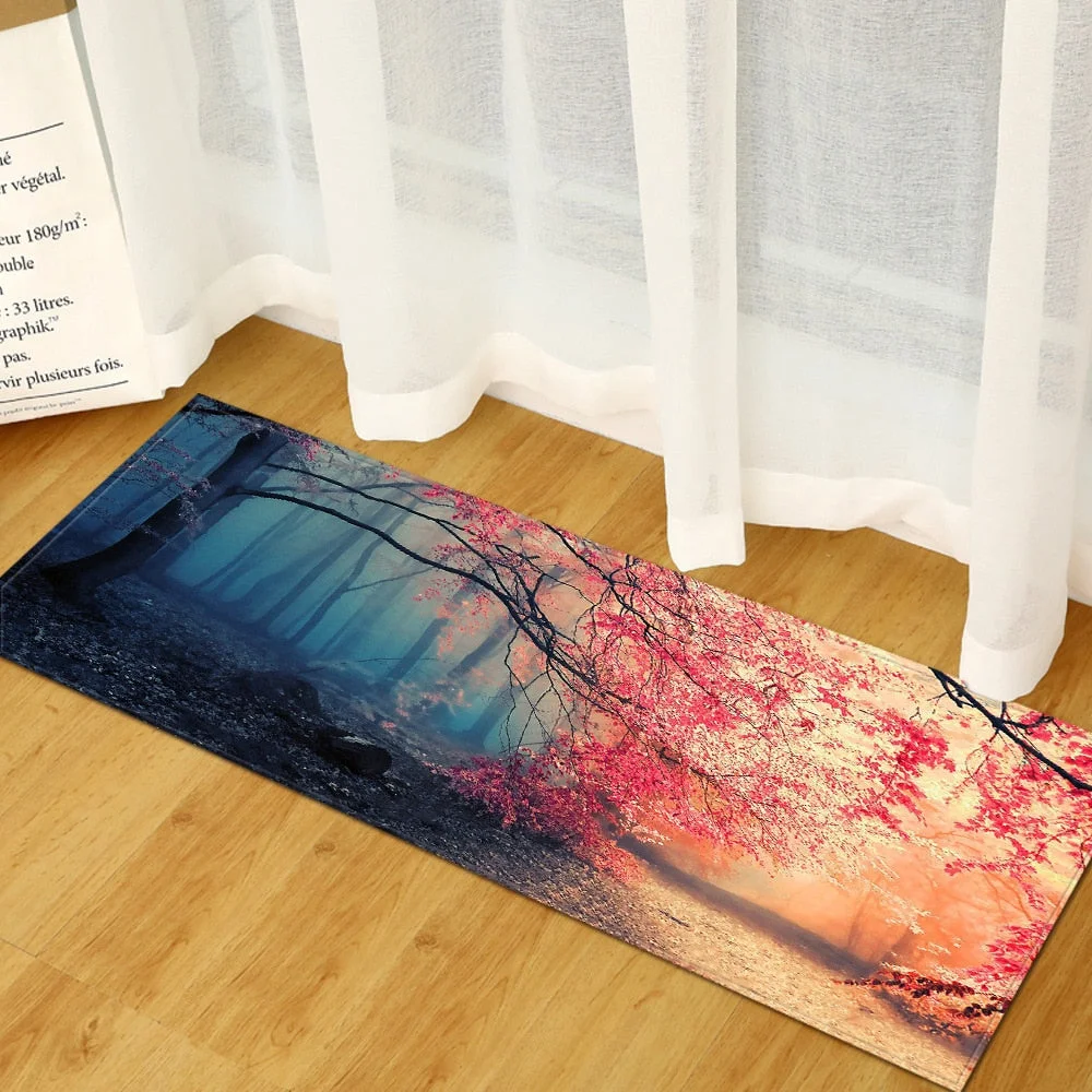 Kitchen Carpet Home Bedroom Entrance Doormat Hallway Balcony  Floor Mat Landscape Pattern Bathroom Non-Slip Water Absorption Rug