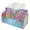 (24cm)Purple Rainbow Butterfly 24cm DIY Diamond Painting Rhinestones Decorative Tissue Box Reusable Crystal Mosaic PU Tissue Holder for Home Car Desk Decoration Craft