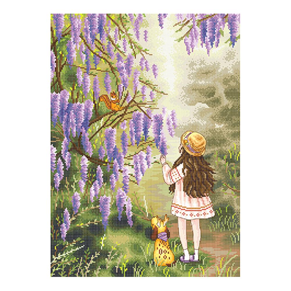 

Flower Girl - 11CT Stamped Cross Stitch - 65*50CM, 501 Original