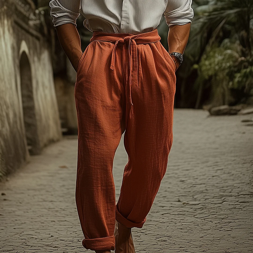 Stylish Men's Striped Shirt With Drawstring Waist Pants - Perfect For Summer Outings-inspireuse