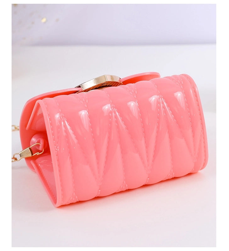 Kid’S Small PVC Cartoon Solid Color Cute Square Flip Cover Crossbody Bag