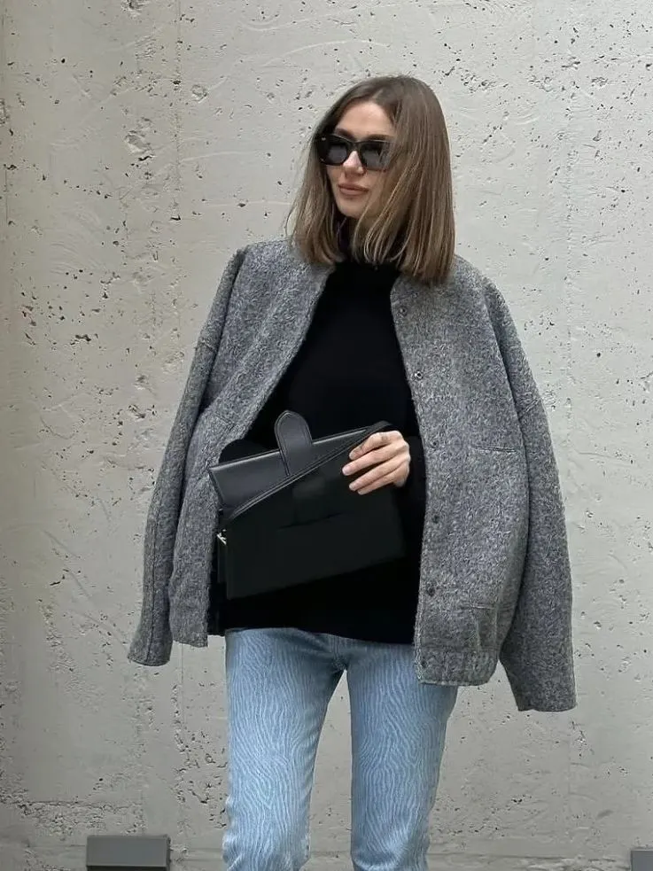 Nigikala Nigikala New 15 Color Loose Casual Jacket Street Y2K Collar Dark Buckle Coat Female B88420
