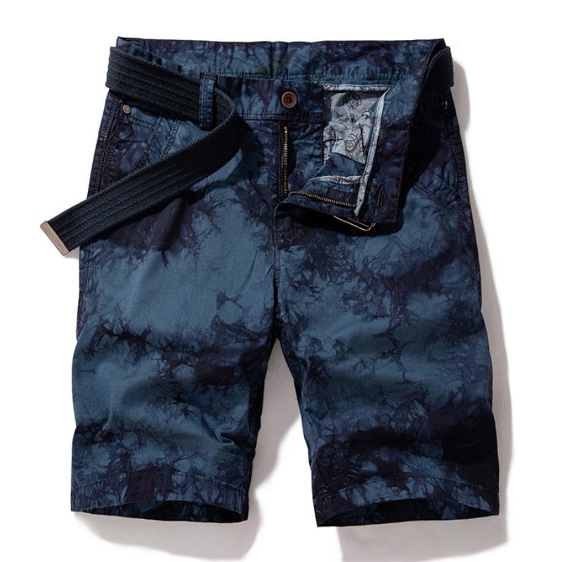 Men's Stylish Graffiti Cotton Straight Cargo Shorts (Belt Excluded)