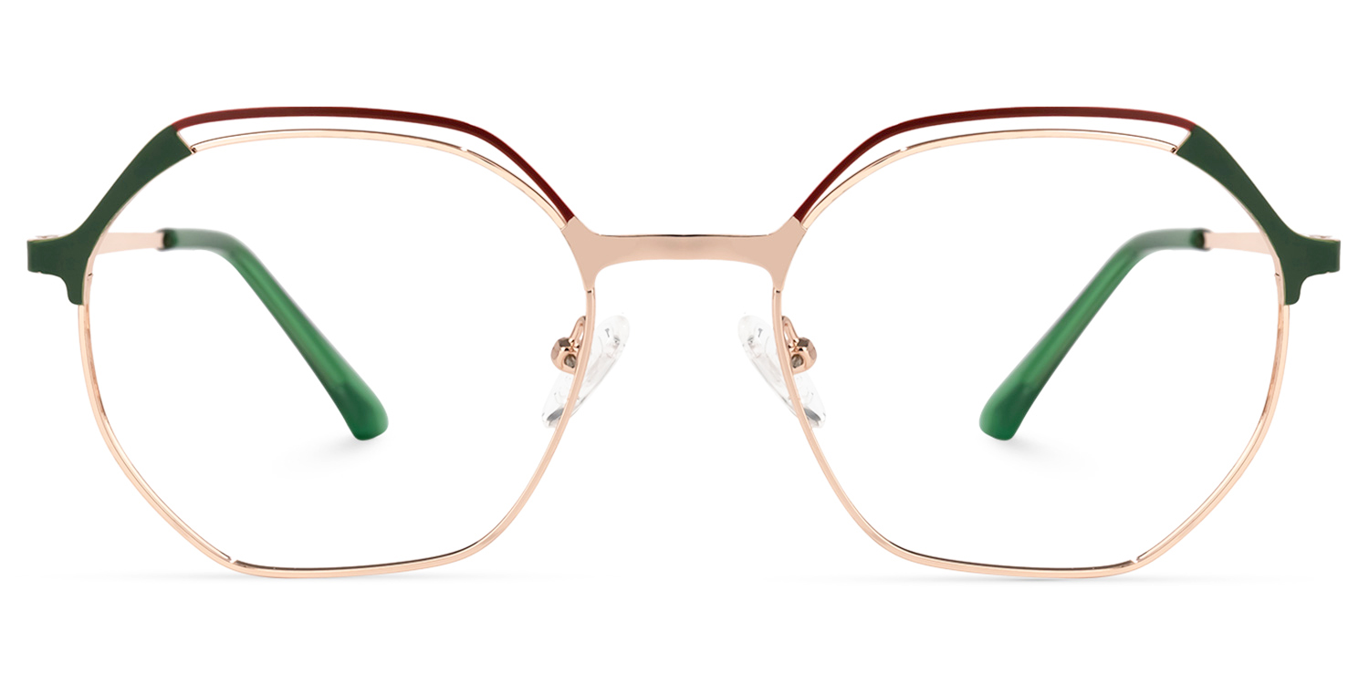 Eartha Gold-GrÃ¼n Geometrisch Brille Gold-GrÃ¼n