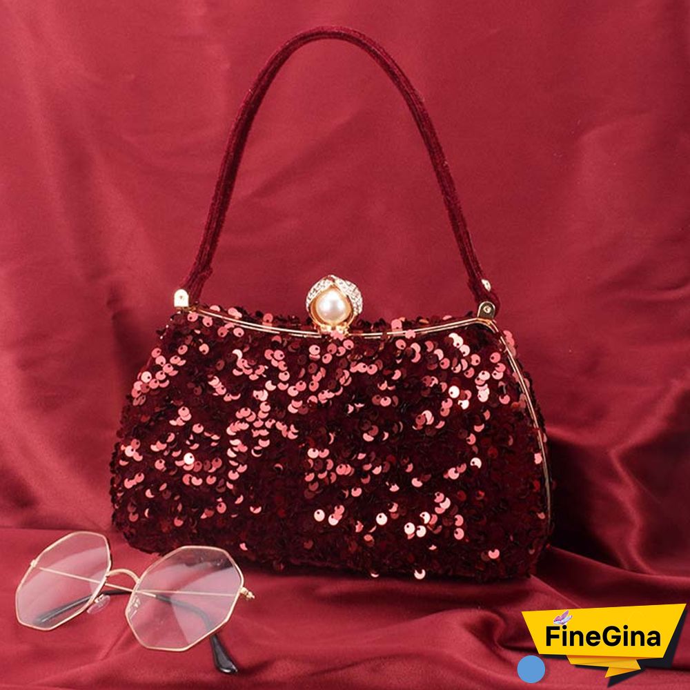 Black Formal Patchwork Sequins Bags