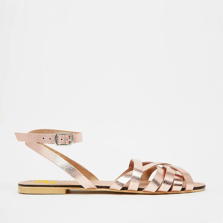 Strappy Rhinestone Slide Sandals - Nude