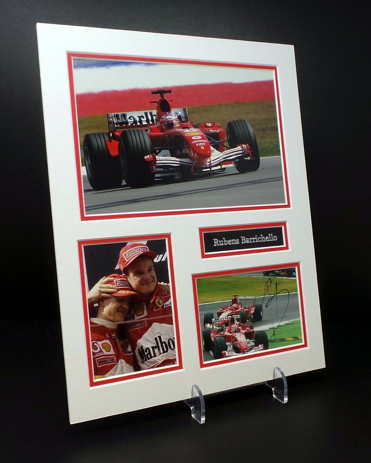 Rubens BARRICHELLO Signed Mounted Photo Poster painting Display COA AFTAL Ferrari Racing Driver