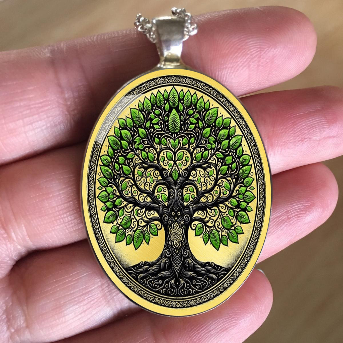 Tree of Life Glass Pendant Necklace