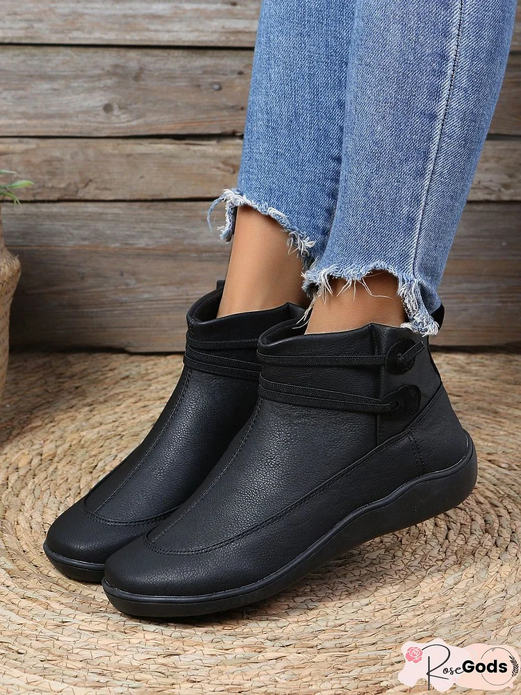 Soft Elastic Strap Casual Ankle Boots