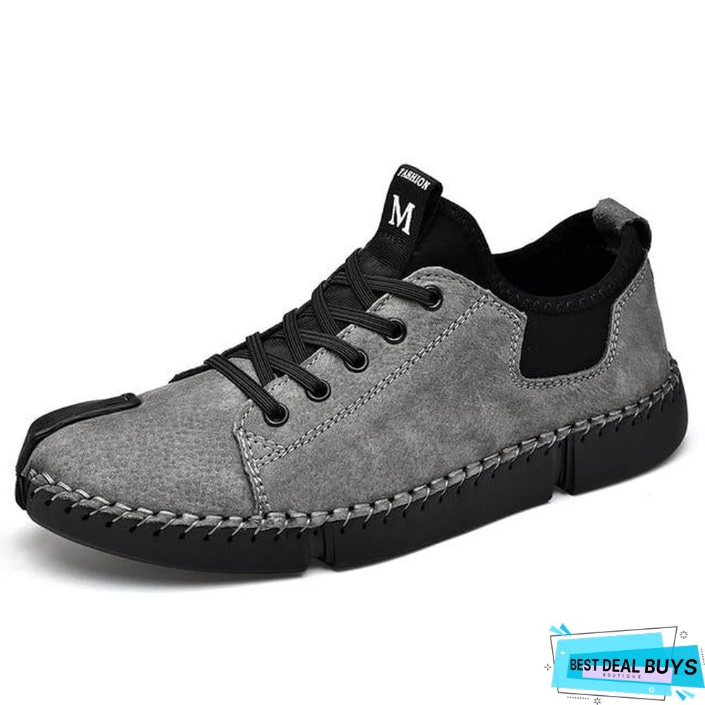 Men Leather Casual Big Size Flats Shoes