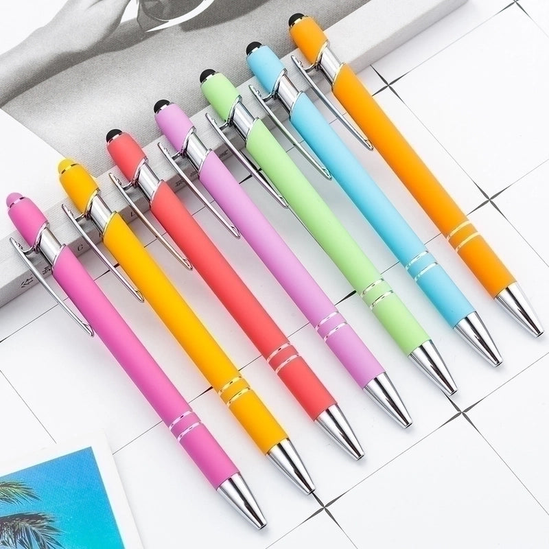 Factory Metal Pressing Pen Meji Capacitor Ballpoint Pen Aluminum Rod Spray Glue Gift Pen Touchscreen Stylus Printing Logo