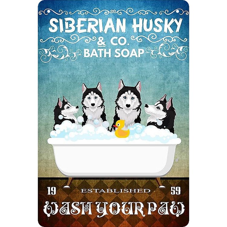 Siberian Husky Co. Bath Soap - Vintage Tin Signs/Wooden Signs - 7.9x11.8in & 11.8x15.7in