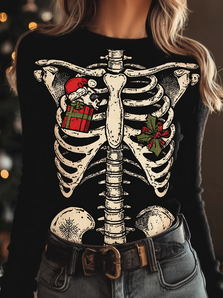 Women's Dark Christmas Round Neck Knitted Sweater elevenforest