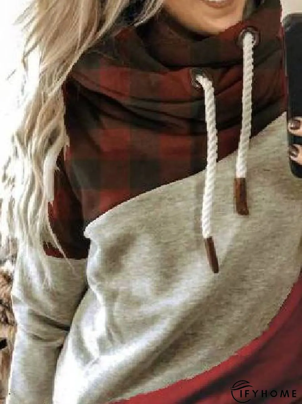 Long Sleeve Plaid Cotton Hoodie Sweatshirt | IFYHOME