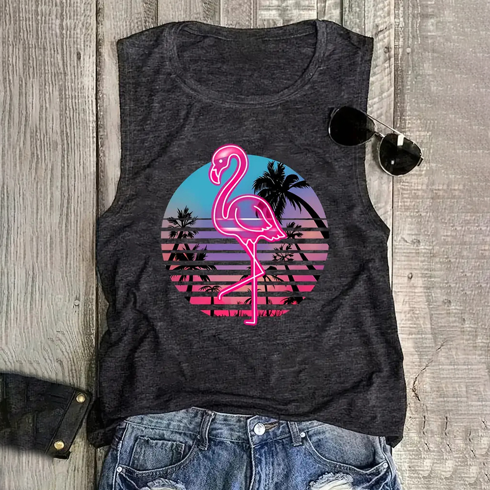 Teepublicz Women's Fashion Q of Hearts Pattern Printed Sleeveless Vest Simple White Sleeveless Tops Summer Breathable Women's Clothing
