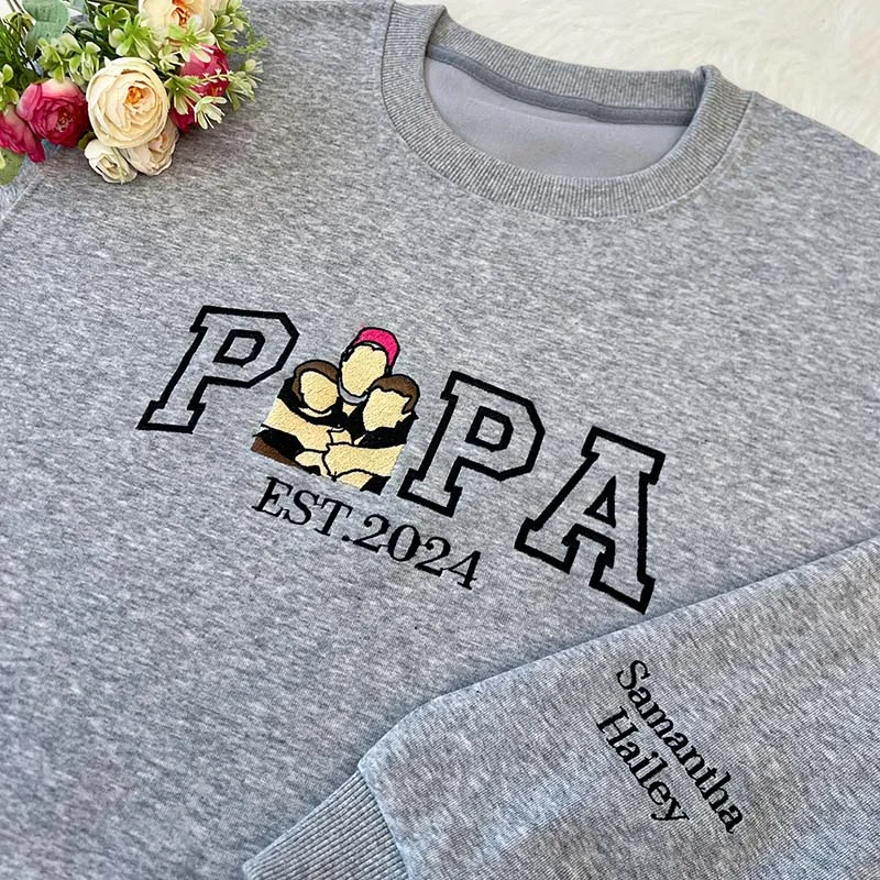 Embroidered Father and Son/Daughter Sweatshirt-Father's Day Gift 