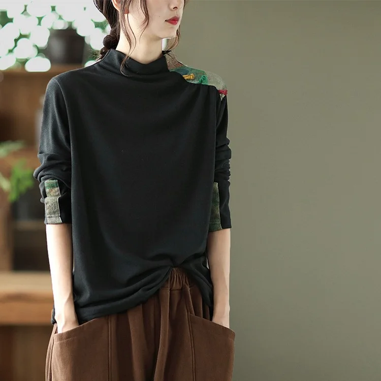 Versatile Embroidered Long Sleeve T-Shirt