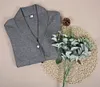 Dark Gray Gold Button Peplum Outerwear Sweater