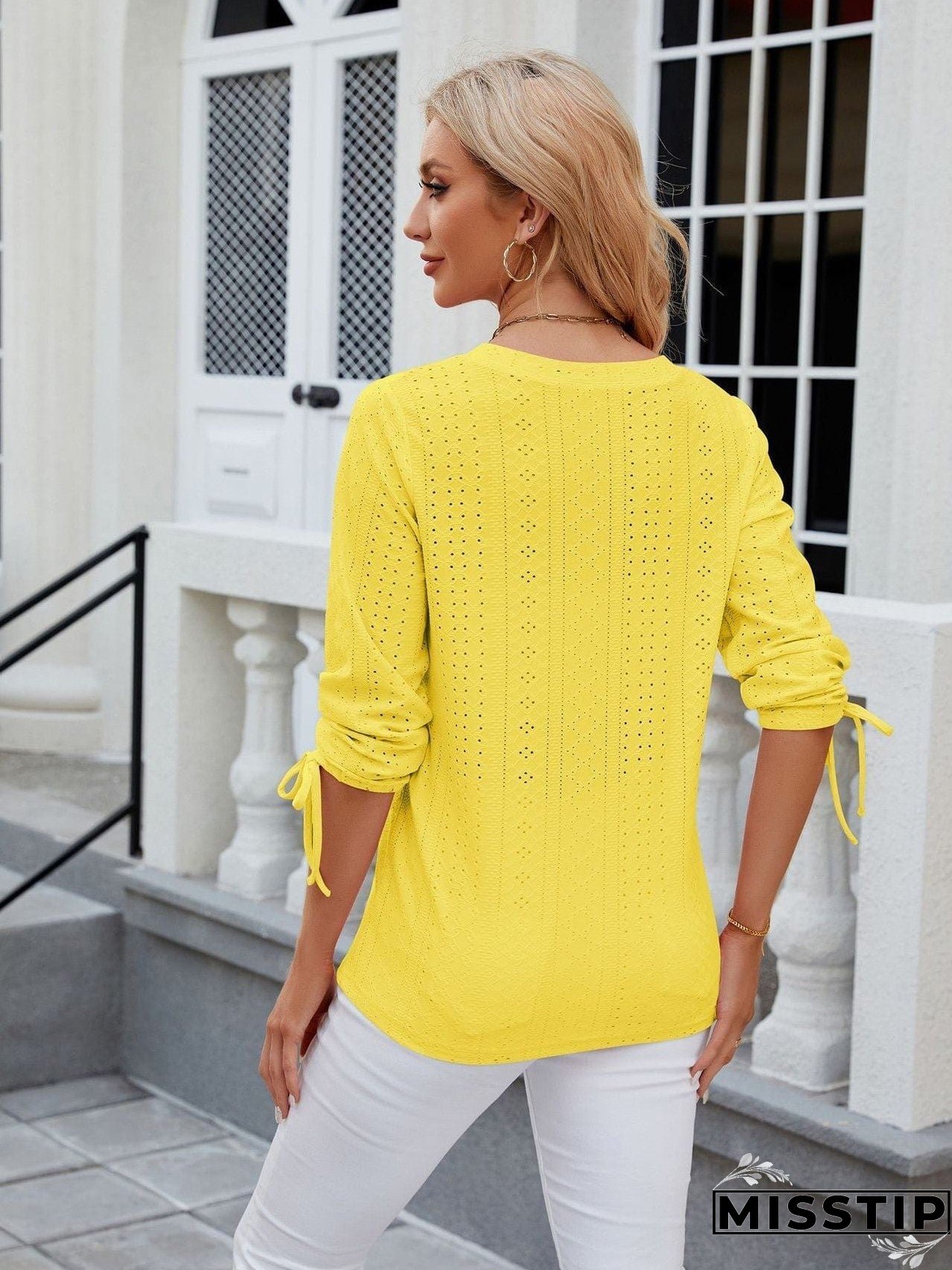 Short Sleeve Mock Neck T-Shirt with Side Slits