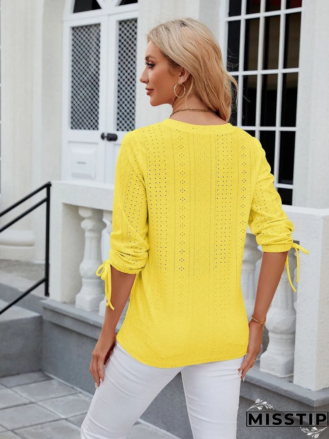 Short Sleeve Mock Neck T-Shirt with Side Slits