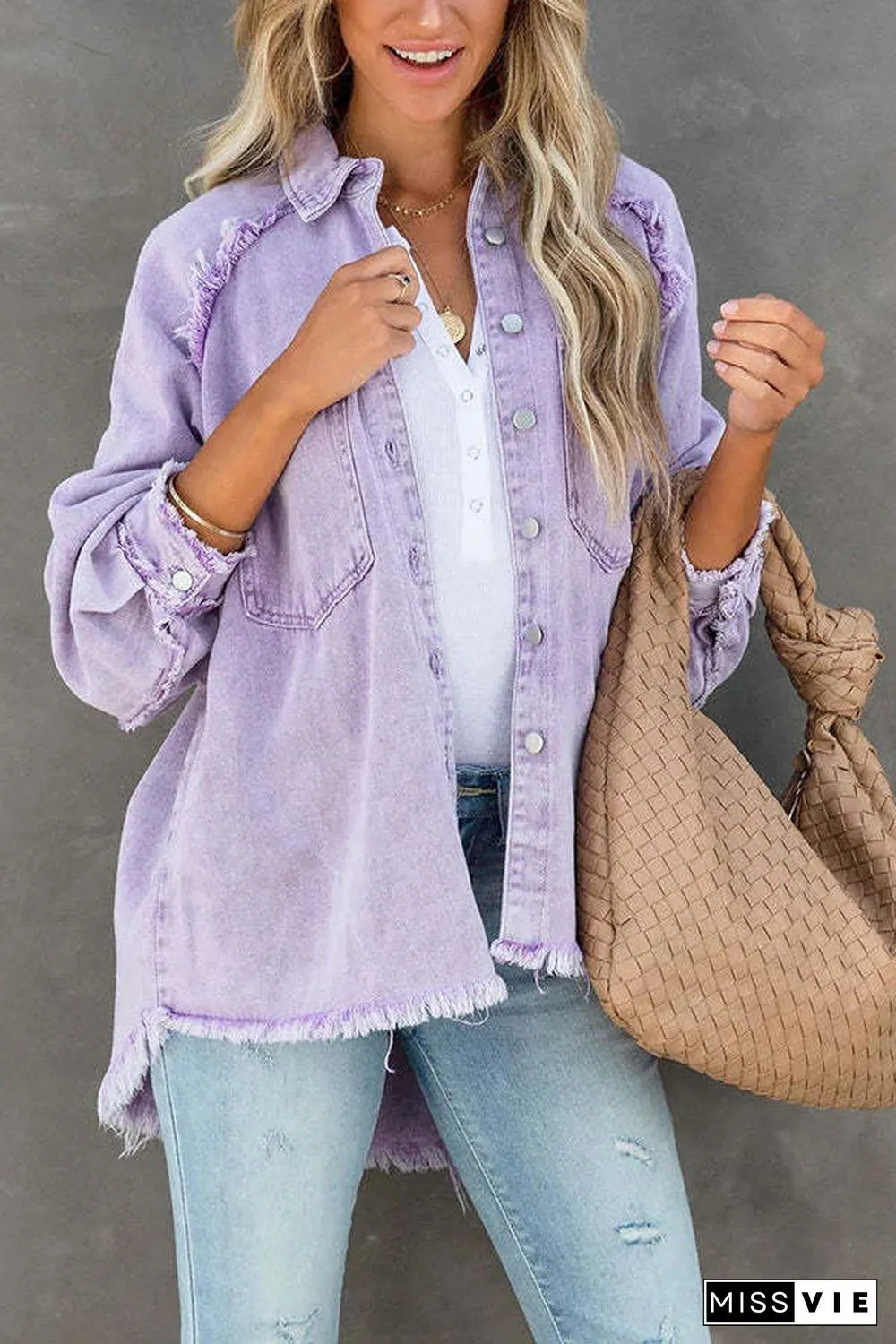 Bring It On Frayed Shirt Jacket