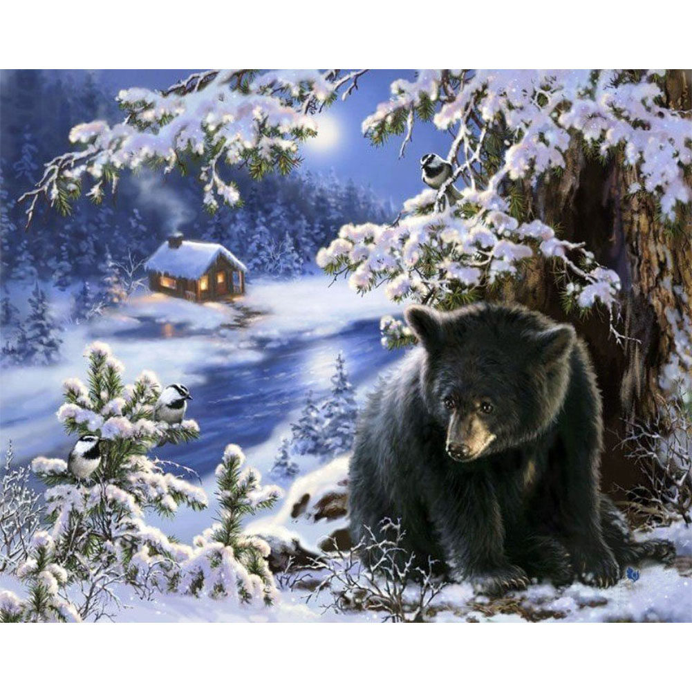 

40*30CM - Round Drill Diamond Painting - Black Bear, 501 Original