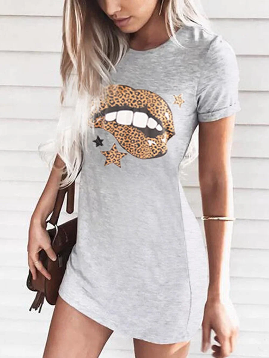 Leopard Lip Stars T-Shirt Dress