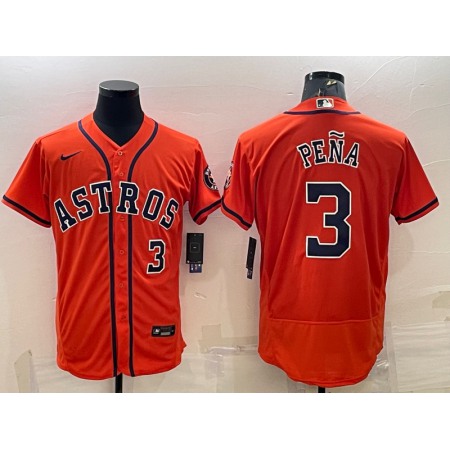 Men's Houston Astros #3 Jeremy Pena Orange Flex Base Stitched Baseball Jersey 9FJY