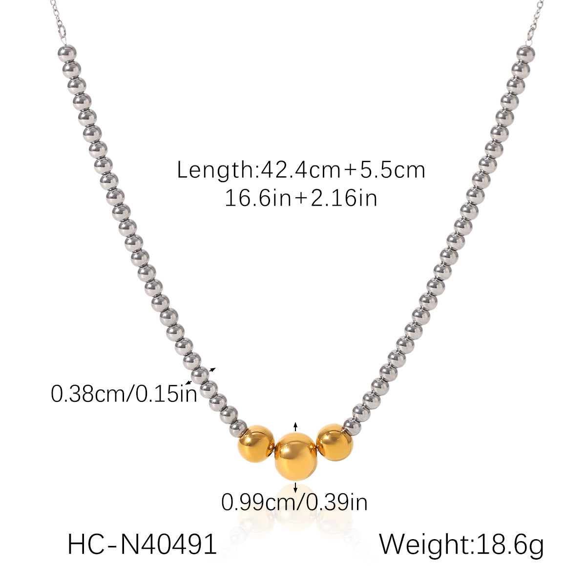 Color Matching Round Bead Necklace Tassel Y Chain 18K Gold Stainless Steel Clavicle Chain Titanium Steel Necklace