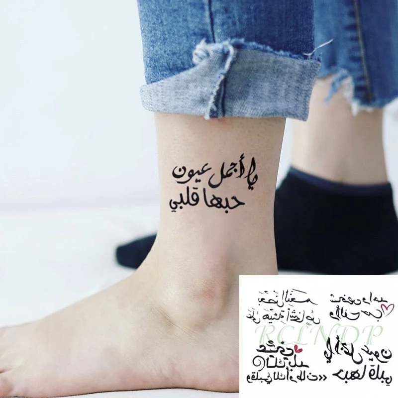 Waterproof Temporary Tattoo Sticker Love Heart Pattern Letters Design Arabic Writing Flash Tatoo Fake Tatto for Woman Men