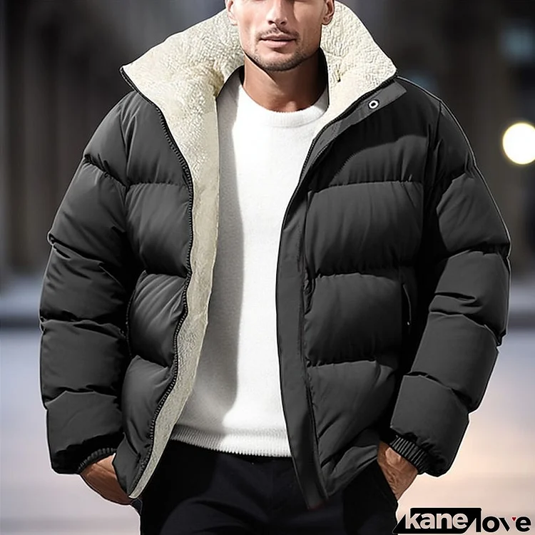 Men's Winter Coat Winter Jacket Puffer Jacket Zipper Pocket Polyster Pocket Outdoor Date Casual Daily Regular Fashion Casual Windproof Warm Winter Plain Jacket