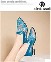 （40102）Roberto Cavalli 2025 Summer Mesh Hollow Damskie Miękkie Sk&oacute;rzane Buty