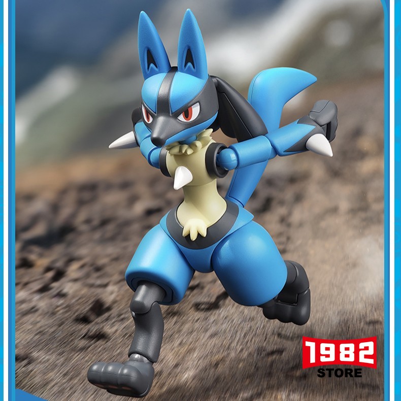 Blokees Classic L Lucario Pok&eacute;mon Action Figure, Game Scene Model Kit, Assembly Toy for Collection & Display, Official Pok&eacute;mon Collectible