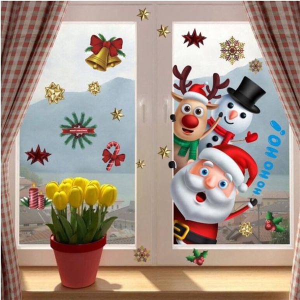 Christmas Bell Garland Wall Stickers Store Supermarket Window Glass Decorations Christmas Door Stickers - Shop Trendy Women's Fashion | TeeYours