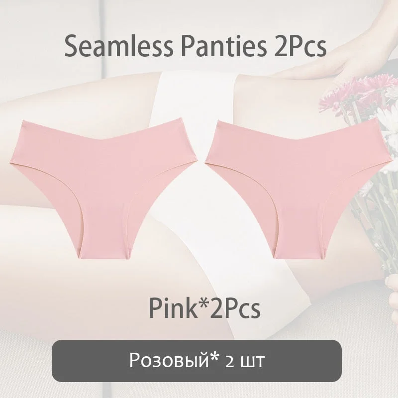 FINETOO 1/2Pcs Seamless Panties Women Sexy V Waist Briefs M-2XL Plus Size Underwear Comfortable Ladies Underpants Lingerie 2021