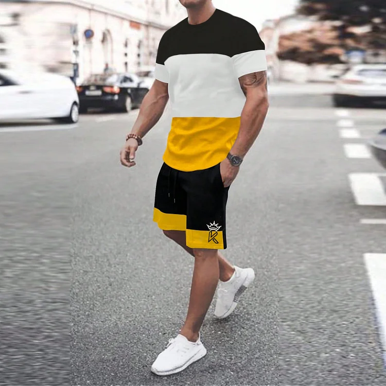 BrosWear Color Matching K Printing T-Shirt And Shorts Co-Ord