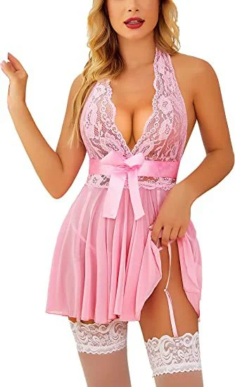 Churchf Sex Lingerie Sexy Women's Screen Perspective Slings Pajamas Large-Size Set
