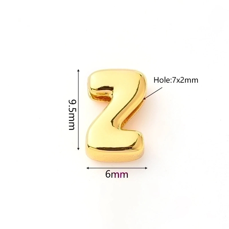 1 Pc/Package 9.5x6mm 9.5×7.5mm 9.5x8mm 7x2mm Copper 18K Gold Plated Letter Bubble Polished Beads
