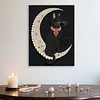 (30x40cm)DIY Pearl Painting Framed Moon Black Cat Handmade Pearl Material Art Kit Living Room Decor