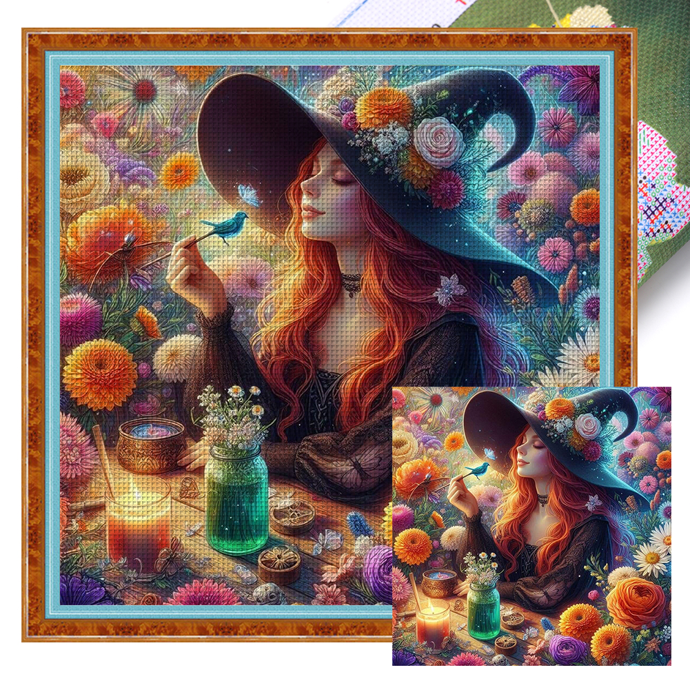 Witch Full 14CT Pre-stamped Canvas(45*45cm) Cross Stitch
