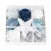 18PCS Blue White Silver Christmas Tree Hanging Decors Set