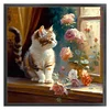 Cats And Flowers On Windowsill- 18CT Stamped Cross Stitch 30*30cm/11.81*11.81in